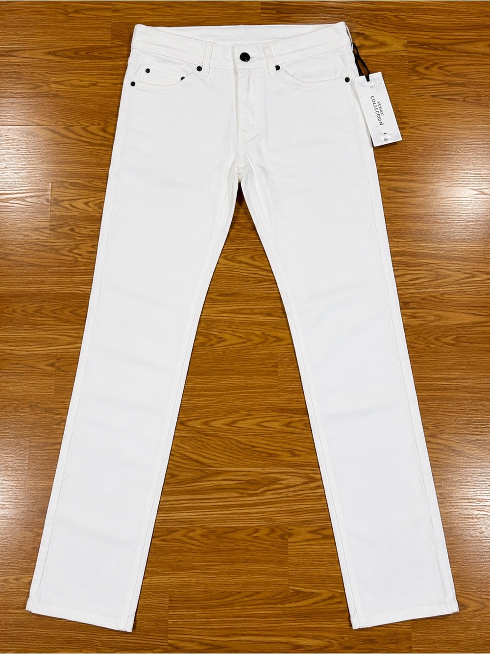 NWT Versace Collection Deadstock White Denim Jeans Medusa Size 32 Made in Italy